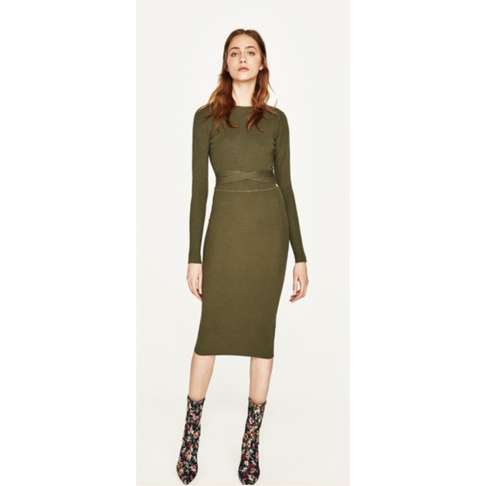 ZARA Knit Cutout Back Midi Dress Women's Size M - Picture 4 of 16